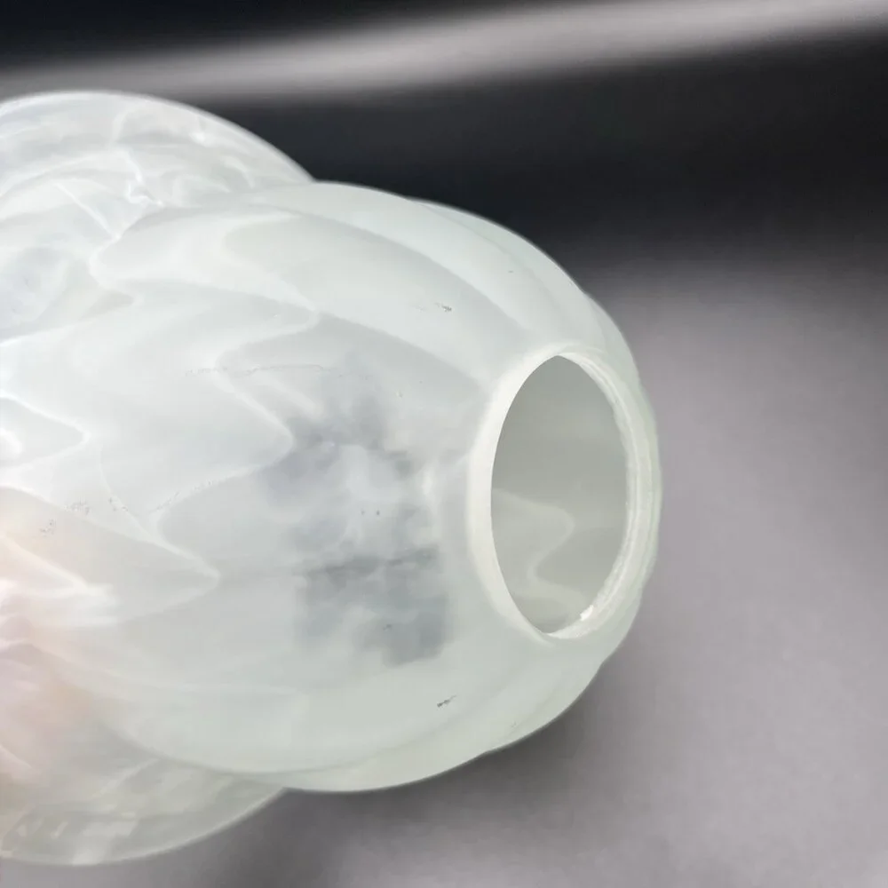 Vintage Swirled Opaline Glass Shade 1⅝” Fitter Mid Century Lamp Retro White